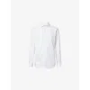 Corneliani White Cotton Shirt With Blue Micro Stripes In White