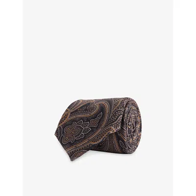 Corneliani Mens Paisley Print Silk Tie Navy