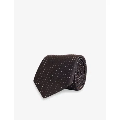 Corneliani Mens Polka Dot Silk Tie Brown
