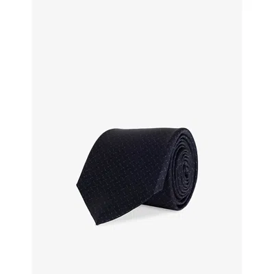 Corneliani Mens Printed Silk Tie Navy