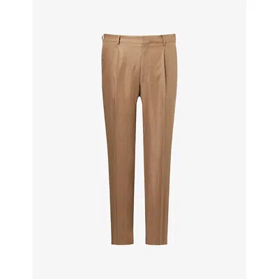 Corneliani Mens Natural / Beige 034 Pure Straight-leg Linen Trousers