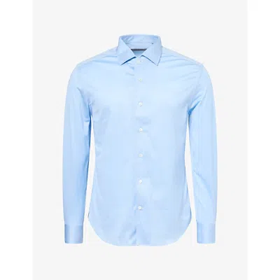Corneliani Mens Regular-fit Cotton-jersey Shirt Light Blue