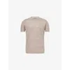 Corneliani Mens Natural / Beige 036 Short-sleeve Crewneck Linen And Silk-blend T-shirt