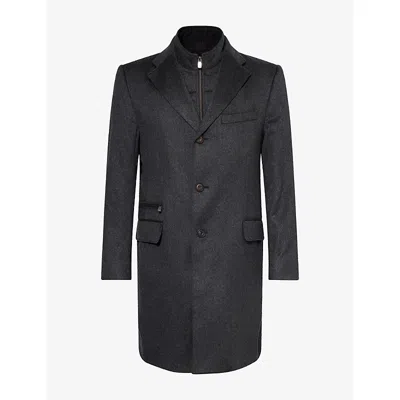 Corneliani Mens Single-breasted Cashmere Coat Charcoal In Black
