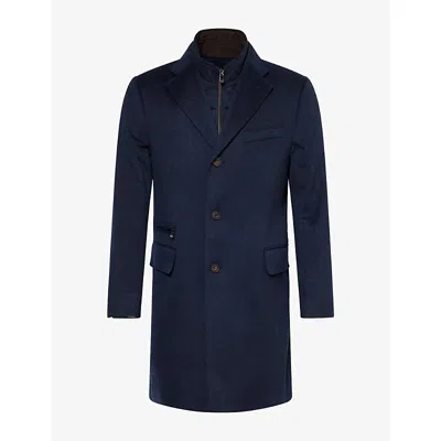 Corneliani Mens Single-breasted Cashmere Coat Navy In Blue