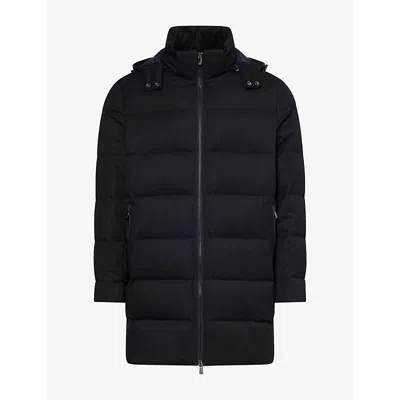 Corneliani Mens Technical Padded Poplin Coat Navy
