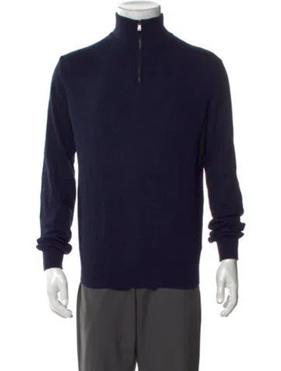 Pre-owned Corneliani Merino Wool Turtleneck Polo Sweater In Blue