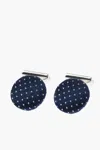 Corneliani Metal Cufflinks Lined With Dot Embroidered Silk