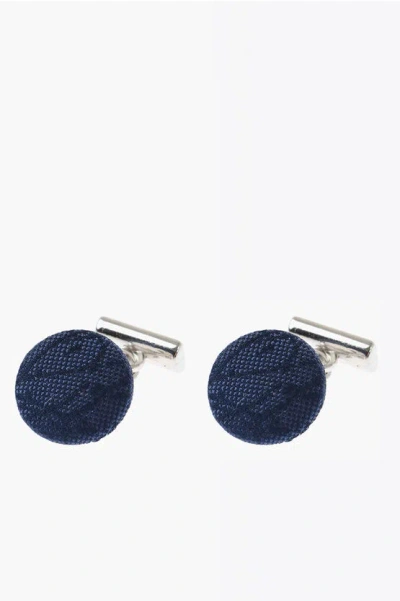 Corneliani Metal Cufflinks Lined With Embroidered Silk