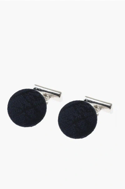 Corneliani Metal Cufflinks Lined With Embroidered Silk