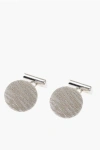 Corneliani Metal Cufflinks Lined With Embroidered Silk