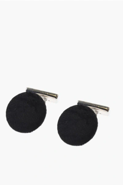 Corneliani Metal Cufflinks Lined With Embroidered Silk