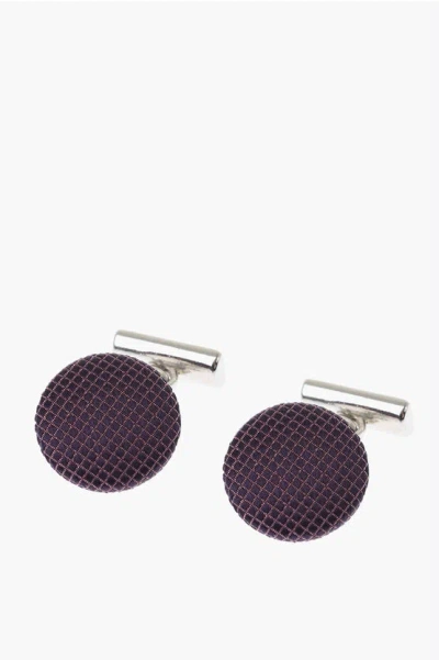 Corneliani Metal Cufflinks Lined With Embroidered Silk