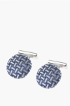Corneliani Metal Cufflinks Lined With Embroidered Silk