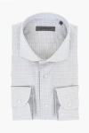 Corneliani Micro Checked Poplin Cotton Shirt With Spread Collar