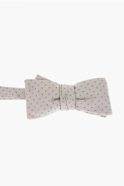 Corneliani Micro Checked Silk Bow Tie In Gray