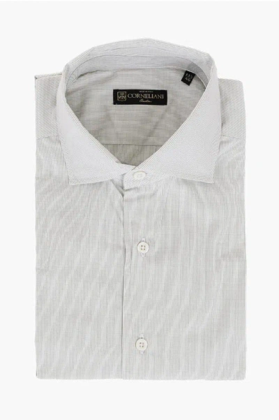 Corneliani Micro Pin Check Patterned Cotton Shirt In Gray