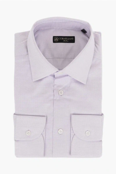 Corneliani Micro Pin Checked Cotton Shirt In Transparent