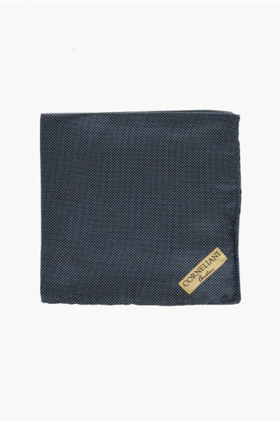 Corneliani Micro Polka Dots Silk Pocket Square In Gray