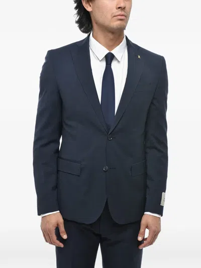 Corneliani Satin-trim Three-piece Suit In Blue