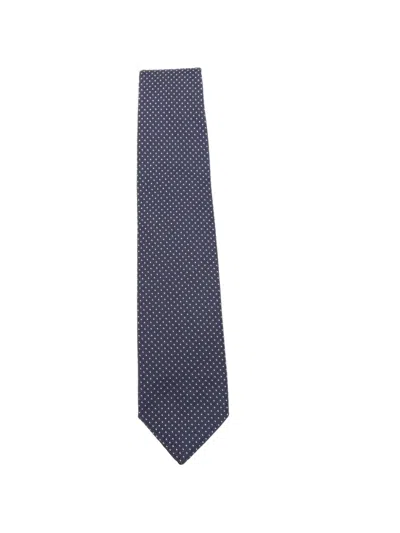 Corneliani Micro-dot Silk Tie In Blue
