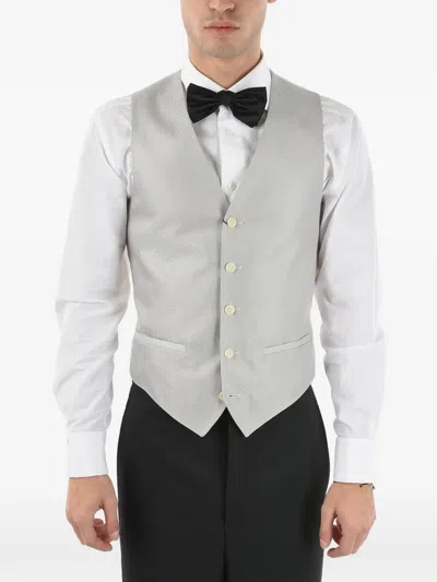 Corneliani Micro-pattern Martingale Waistcoat In Gray