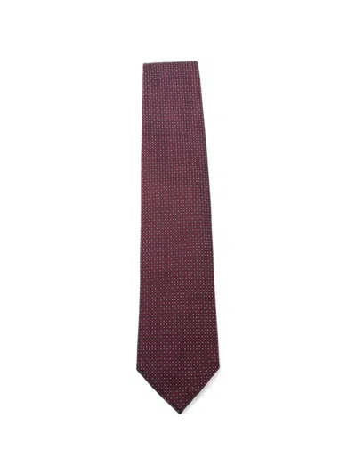 Corneliani Micro-pattern Silk Tie In Red