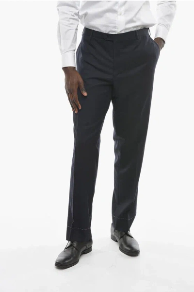 Corneliani Cc Collection Wool Right Pants With Belt Loops In Black