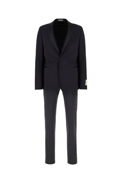 Corneliani Midnight Blue Stretch Wool Suit In Black