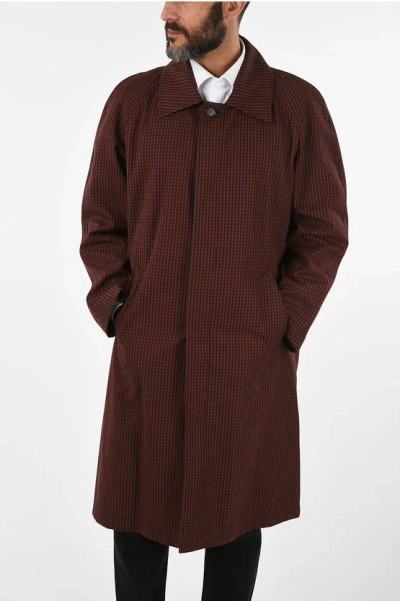 Corneliani Mini Check Cartesio Hidden Closure Coat In Brown