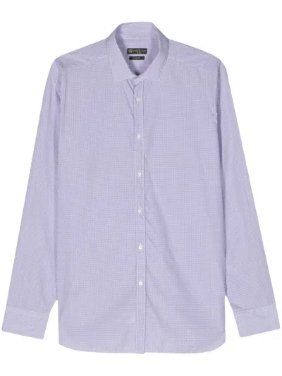 Corneliani Mini-check Cotton Shirt In White