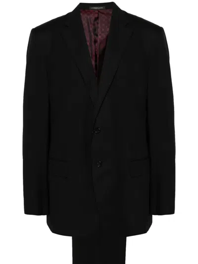 Corneliani Mini-check Single-breasted Suit In Black