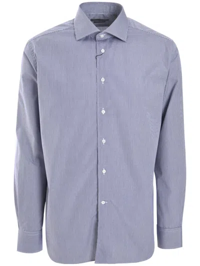Corneliani Mini-checked Shirt In Blue