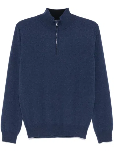 Corneliani Mock-neck Sweater In Blue