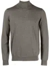 Corneliani Mock-neck Virgin Wool Jumper In Brown