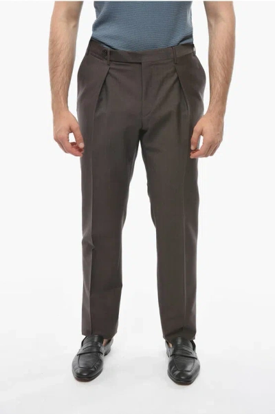 Corneliani Mohair And Wool Leader Pants In Brown