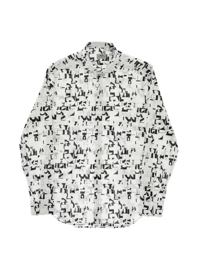 Corneliani Monogram-motif Cotton Shirt In White