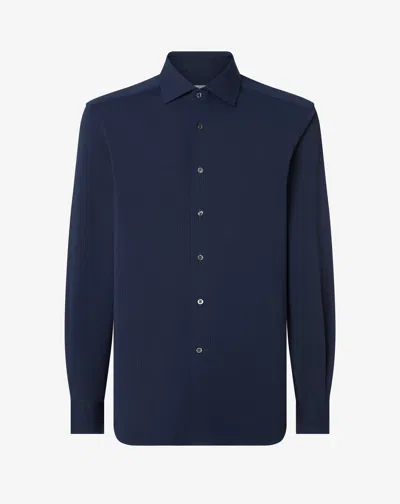 Corneliani Navy Blue Bi-elastic Fabric Shirt