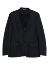 Corneliani Structured Blue Jacket With Stand Collar In Blue