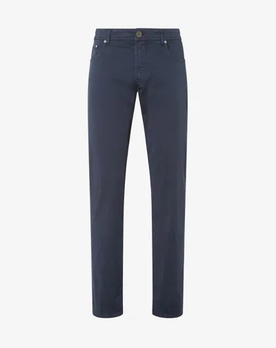 Corneliani Navy Blue Garment-dyed Stretch Cotton Jeans
