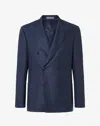 Corneliani Navy Blue Linen And Lyocell Jacket