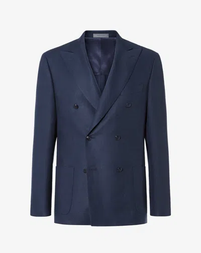 Corneliani Navy Blue Linen And Lyocell Jacket