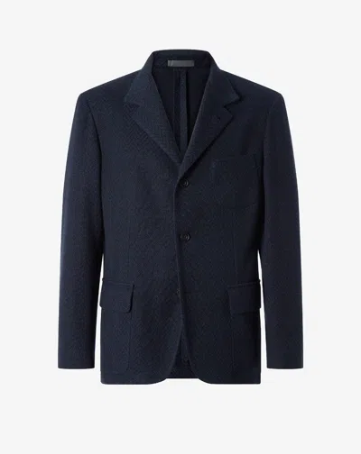 Corneliani Navy Blue Linen And Silk Jersey Jacket