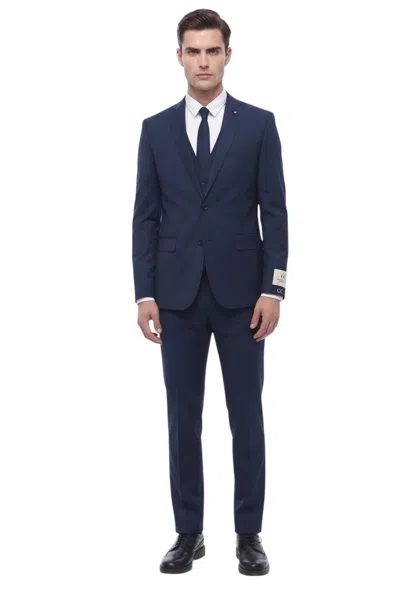 Corneliani Navy Blue Notched Lapel Suit