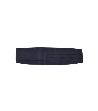 Corneliani Navy Blue Pleated Cummerbund Belt