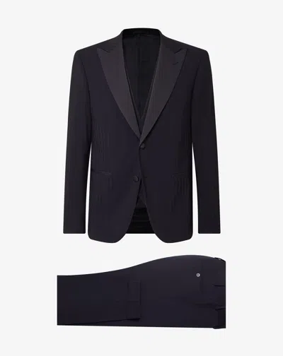 Corneliani Navy Blue Pure Wool Tuxedo With Waistcoat