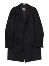 Corneliani Navy Blue Single-breasted Coat In Multi