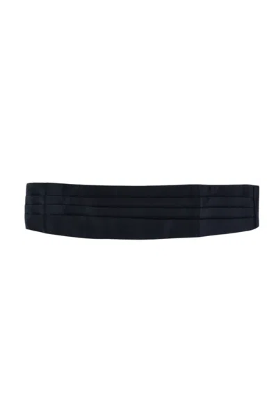 Corneliani Navy Blue Solid Cummerbund Belt In Black
