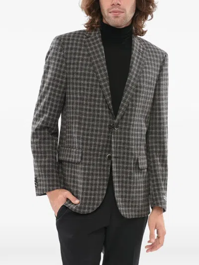 Corneliani Nino Danieli Checked Single-breasted Wool Blazer In Grey