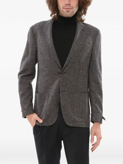 Corneliani Nino Danieli Checked Virgin Wool Blazer In Grey
